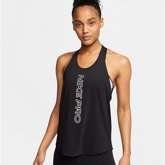 Nike Pro Women's Black White Dri-FIT Elastika Racerback Pullover Tank Top Size M - Picture 1 of 10